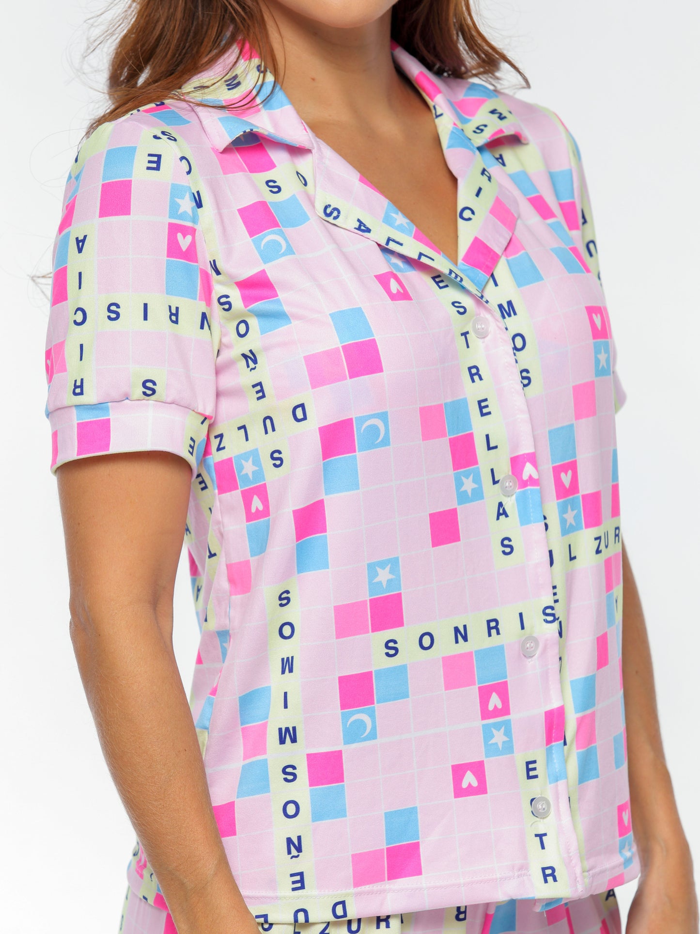 Trio Pijama Letras de Ensueño Short